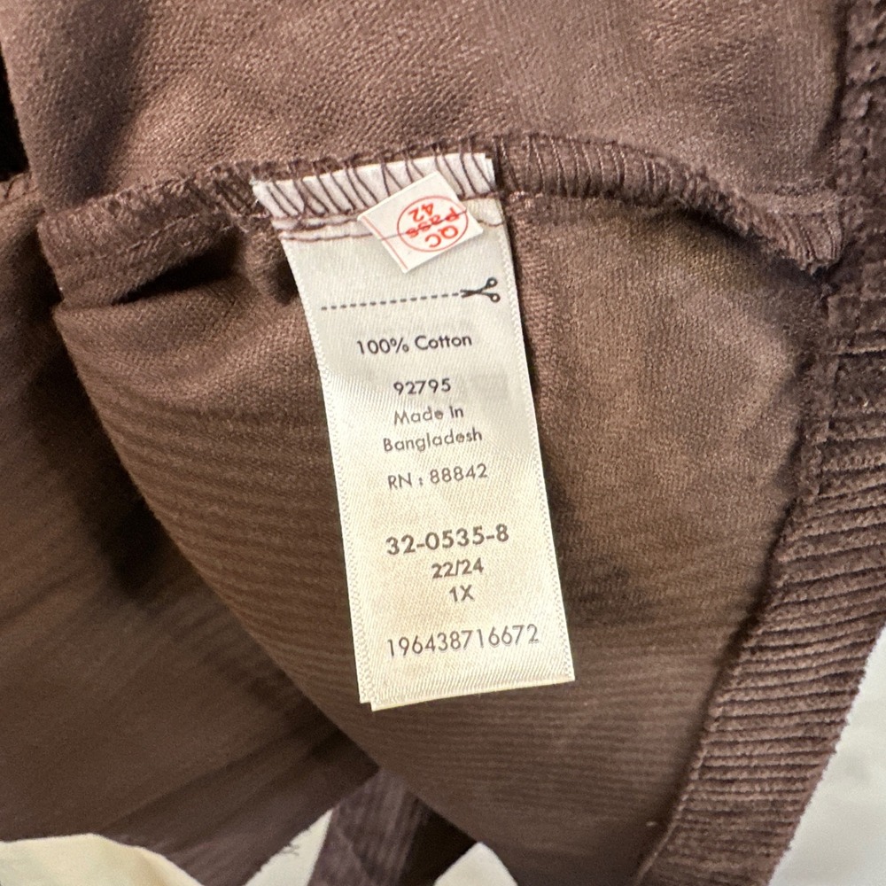 Woman Within Plus Size 22/24W Top 1X Brown Cotton Corduroy Shacket Earthy Boho F - Picture 8 of 8